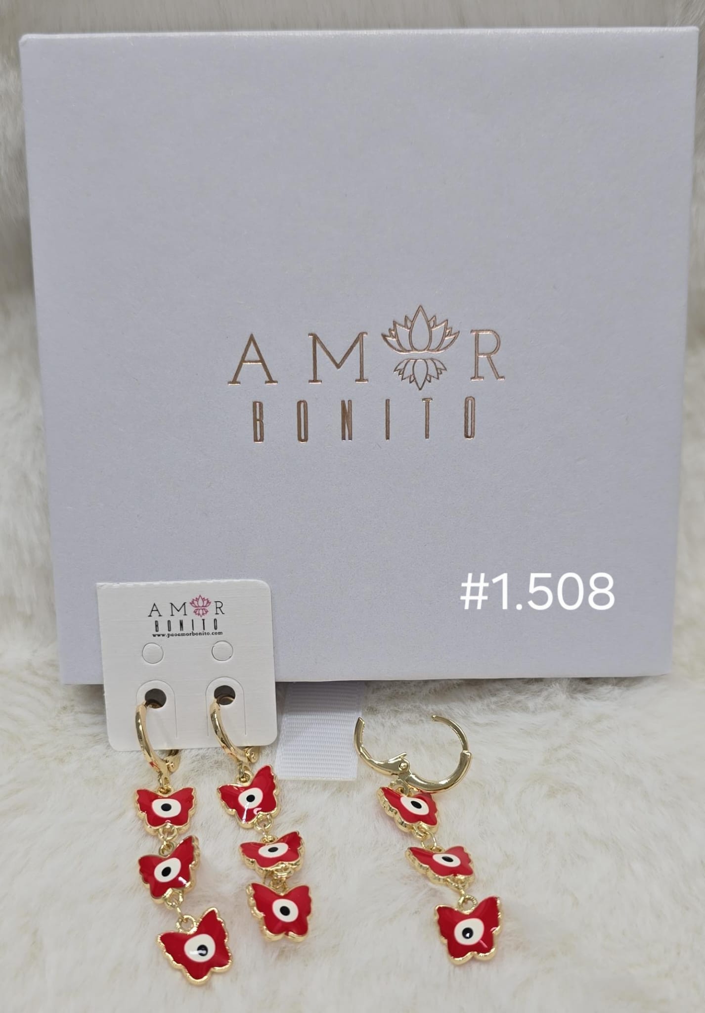 ARETE COLGANTE 3 OJOS ROJOS CONTRA LA ENVIDIA #1.508