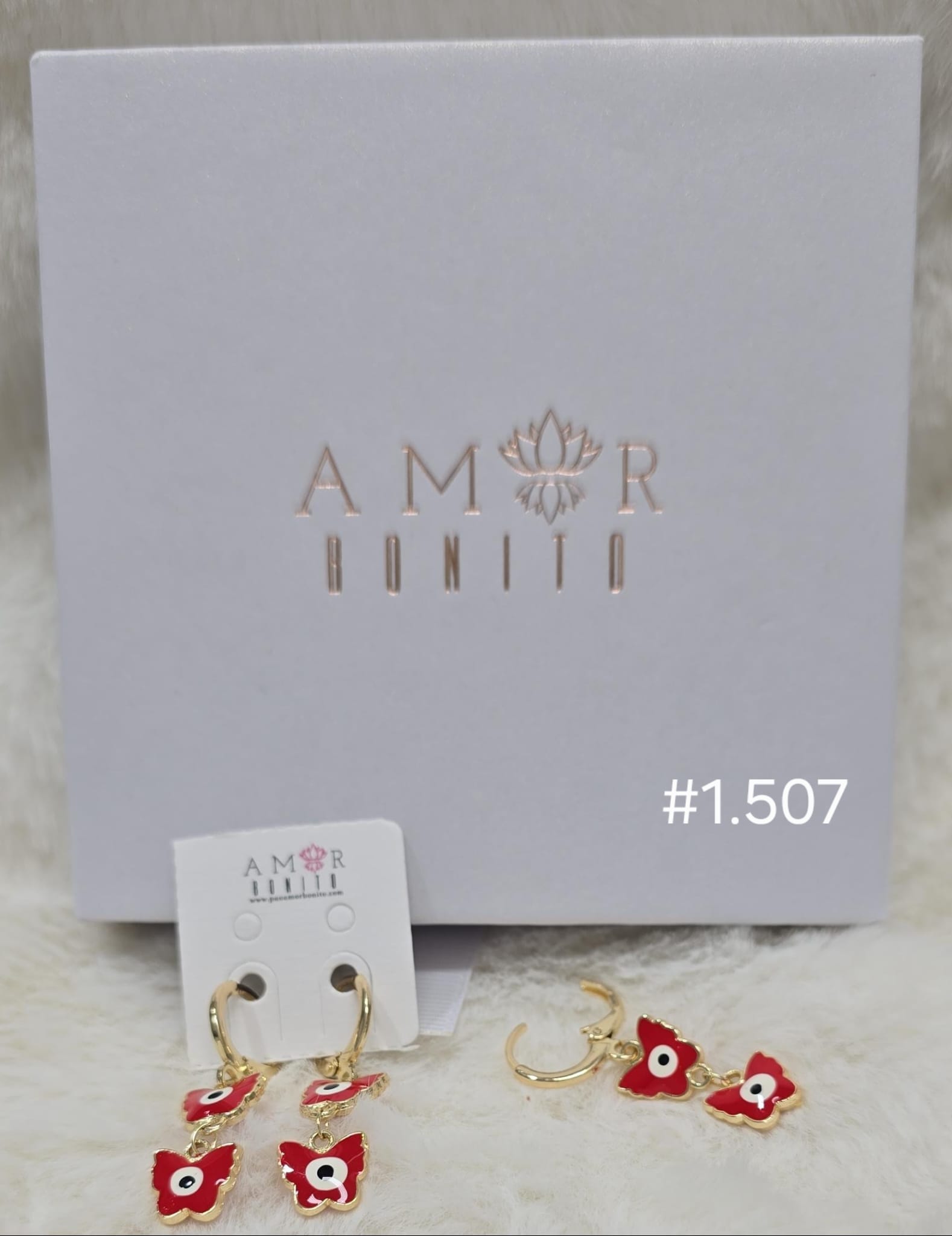 ARETE COLGANTE CON 2 OJOS ROJOS CONTRA LA ENVIDIA #1.507