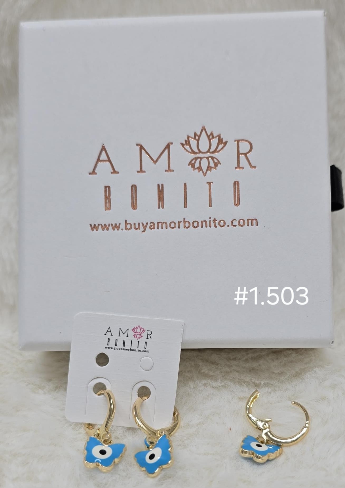 ARETE COLGANTE 1 OJO AZUL CIELO #1.503